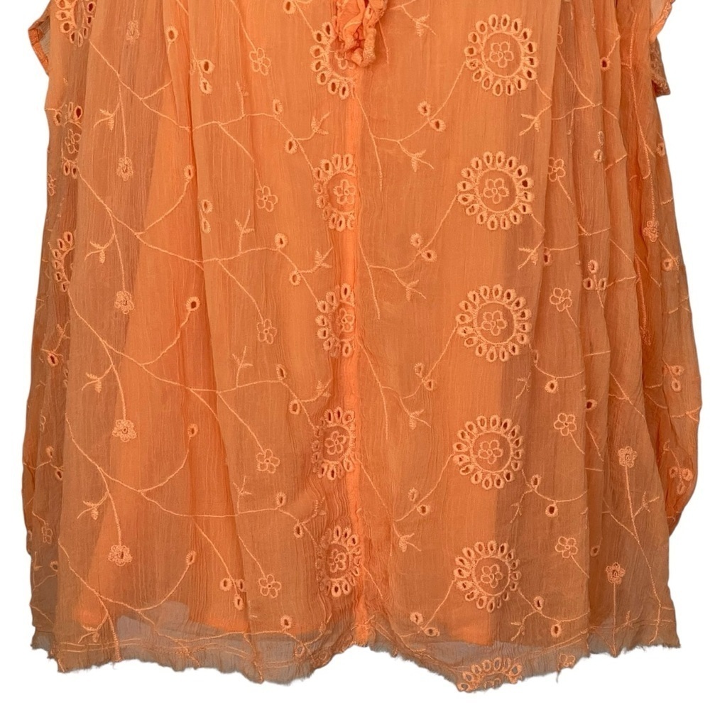 Anthropologie Floreat Maryana Open Shoulder Blouse Women’s Size XS Tangerine - Picture 6 of 11